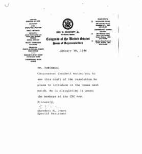 Letter from Theodore Jones to Mr. Robinson regarding draft of  H. Res. 373