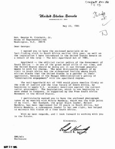 Letter from Ted Kennedy to George Crockett