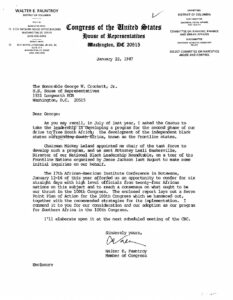 Letter from Walter Fauntroy to George Crockett