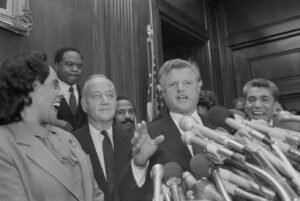 Senator Ted Kennedy Speaking at Press Conference after the Passage of the MLK Holiday Bill