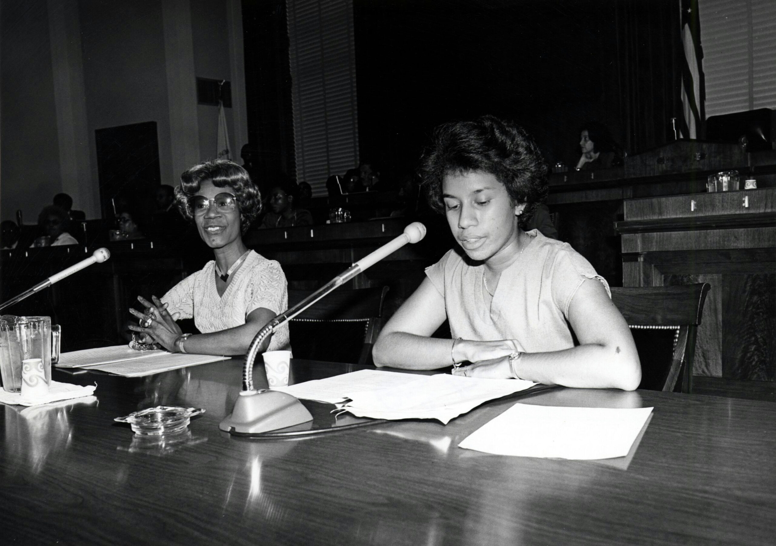 Rep. Shirley Chisholm (D-NY) and Muriel Morrissey at the CBC Weekend Education Braintrust